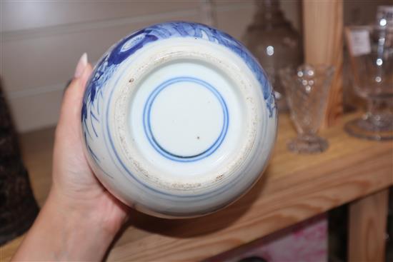 Three 19th century Chinese blue and white jars